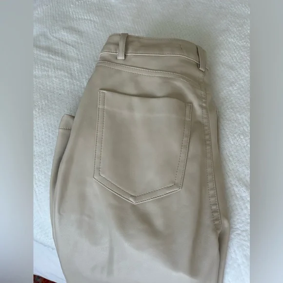 Zara faux Leather Bootcut Cream Pants - 00 - Picture 3 of 6